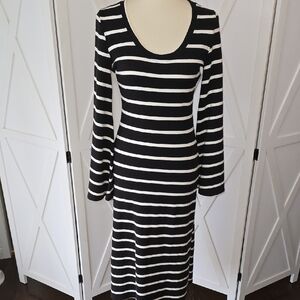 Anama NWT Elegant Black and White Maxi Striped Dress